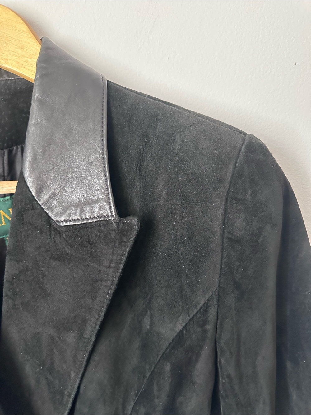 Vintage Danier Leather Jacket Double Breasted Suede 90s Preppy Shoulder Pads - Picture 7 of 15